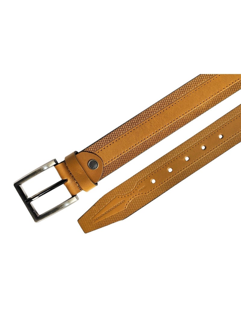 Men’s Genuine Leather Belt – Premium Brown Textured Belt with Metal Buckle - Image 3